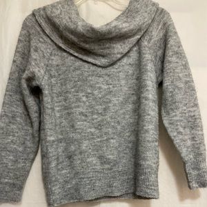 DIVIDE, heather gray, white wool, alpaca, mixed  blend,cowl neck sweater  SZ XS